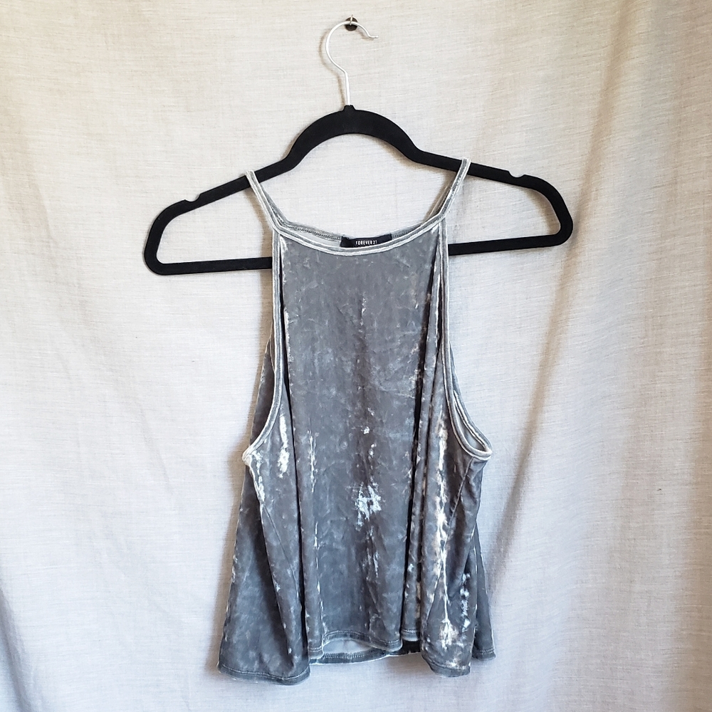 F21 - Light Blue/Teal Crushed Velvet Tank Top